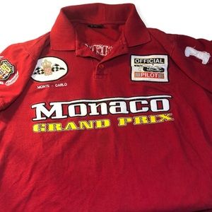 Vintage Monaco Grand Prix Motor Racing F1 Polo Red Size L